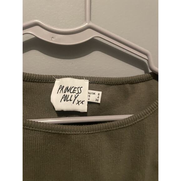 Princess Polly High Neck Tank Top in Olive Green Size 4 - Picture 2 of 3